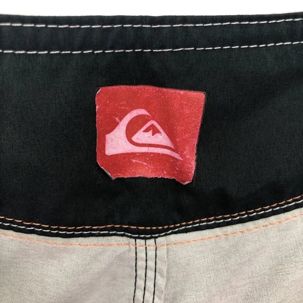 Quiksilver Swim Trunks Green Orange Ombre Striped Zip Pocket Board Shorts 34